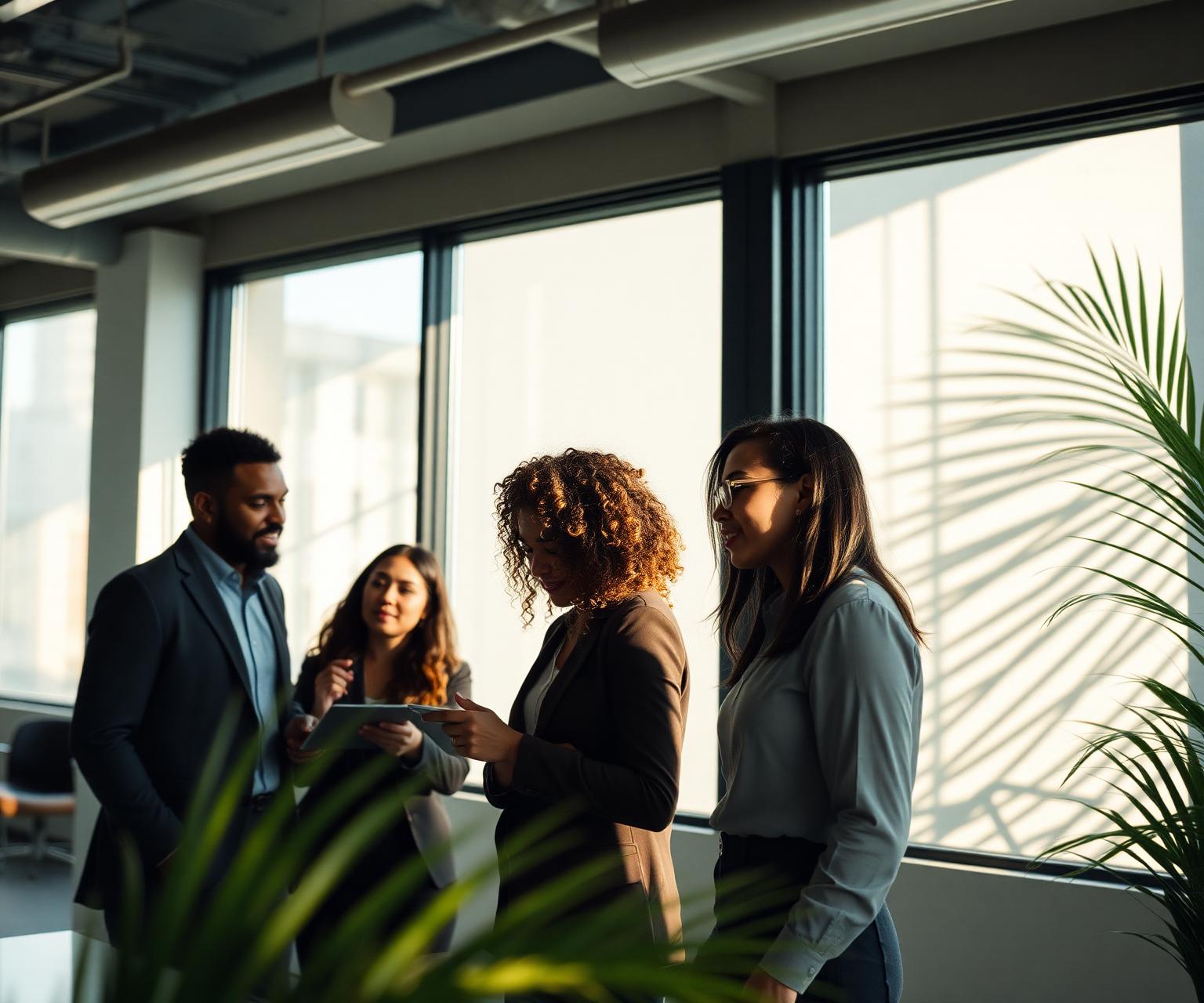 Oasis team collaborating in a modern office